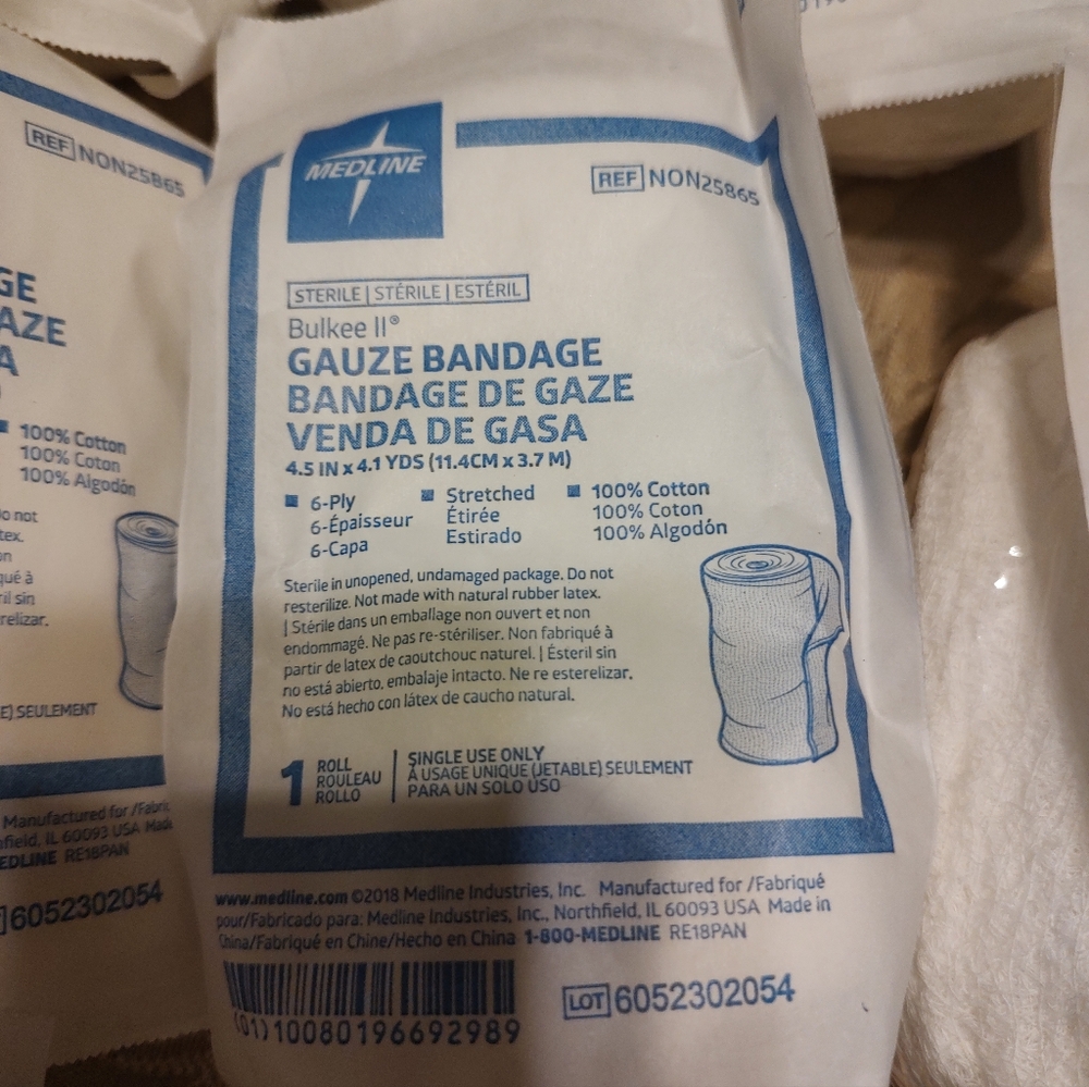 ⚕️⛑️⚕️ New Sealed Super Fluffy Cotton Rolled Gauze Bandage - Pack of 12 - Picture 6 of 9